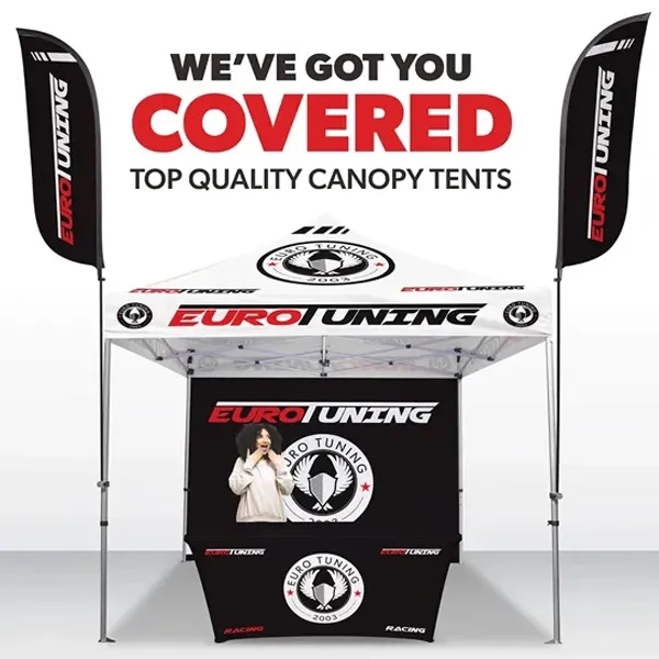 10'x10' Advertising Tent w/ Feather Flag & 6ft Table Cover 1
