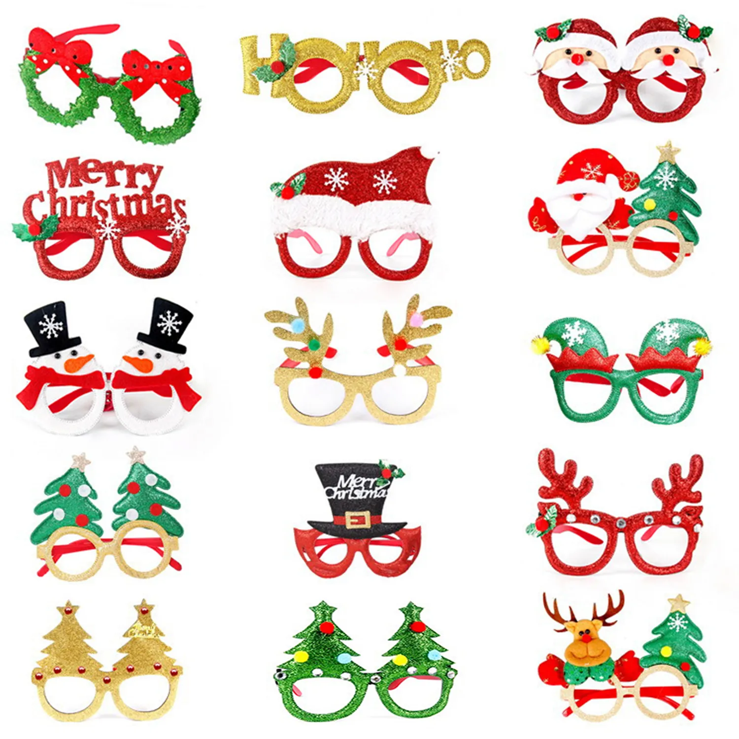 Christmas Party Glasses Glitter Frames (14Pcs) 4