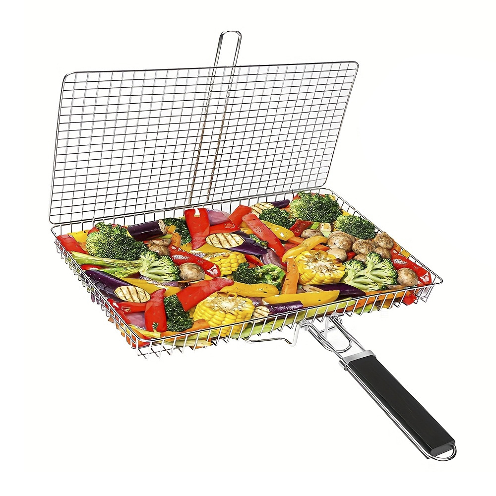 Stainless Steel Folding Portable Outdoor Camping Rack Grill Basket 2