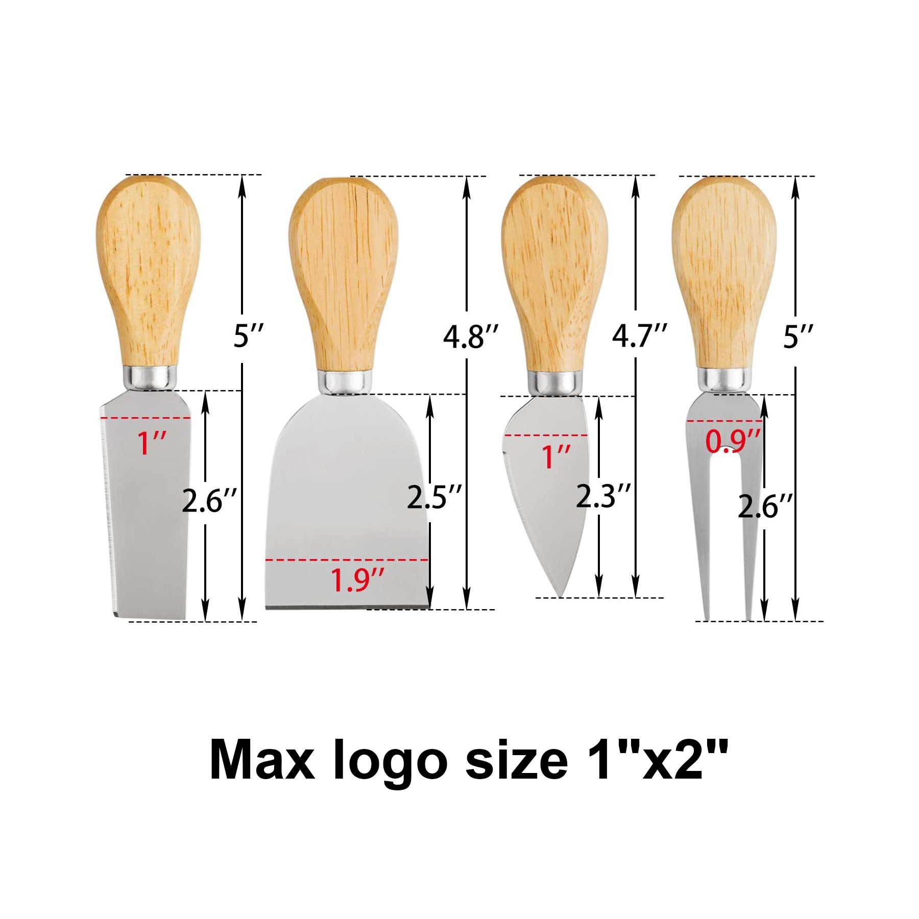4 Pieces Cheese Knives Tool Set with Wood Handle 3