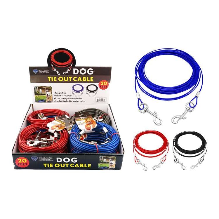 Dog Tie-Out Cables - 20' Assorted Colors
