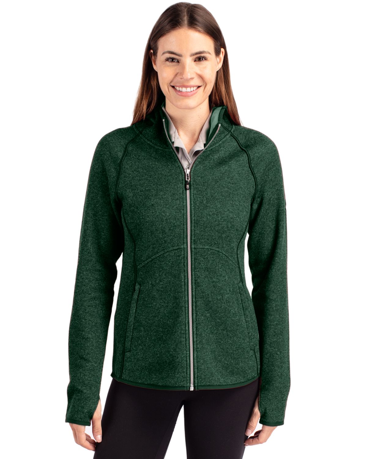 Cutter & Buck Mainsail Sweater-Knit Womens Full Zip Hooded Jacket 52