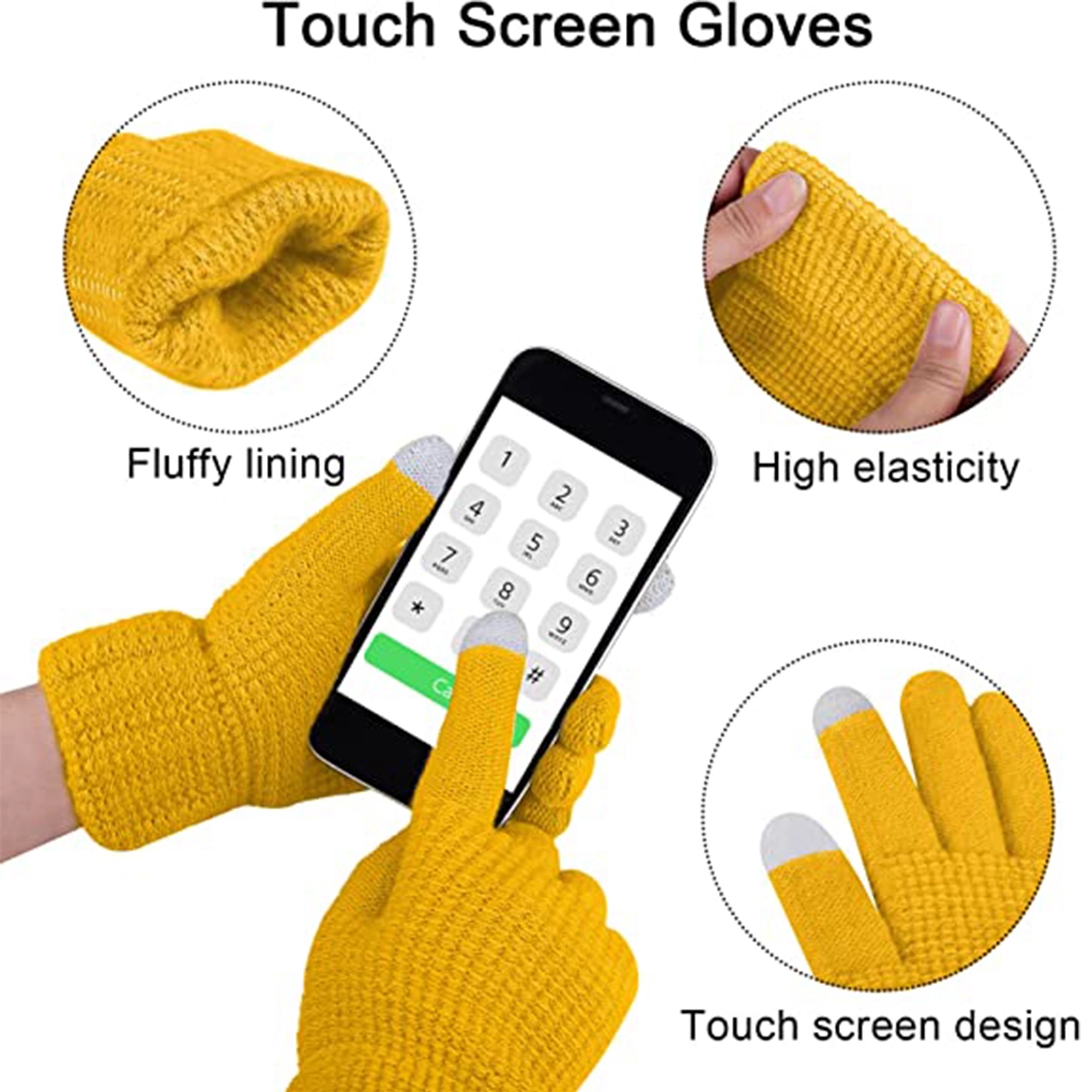 Winter Warm Set Knitted Scarf Beanie Hat Touchscreen Gloves 1