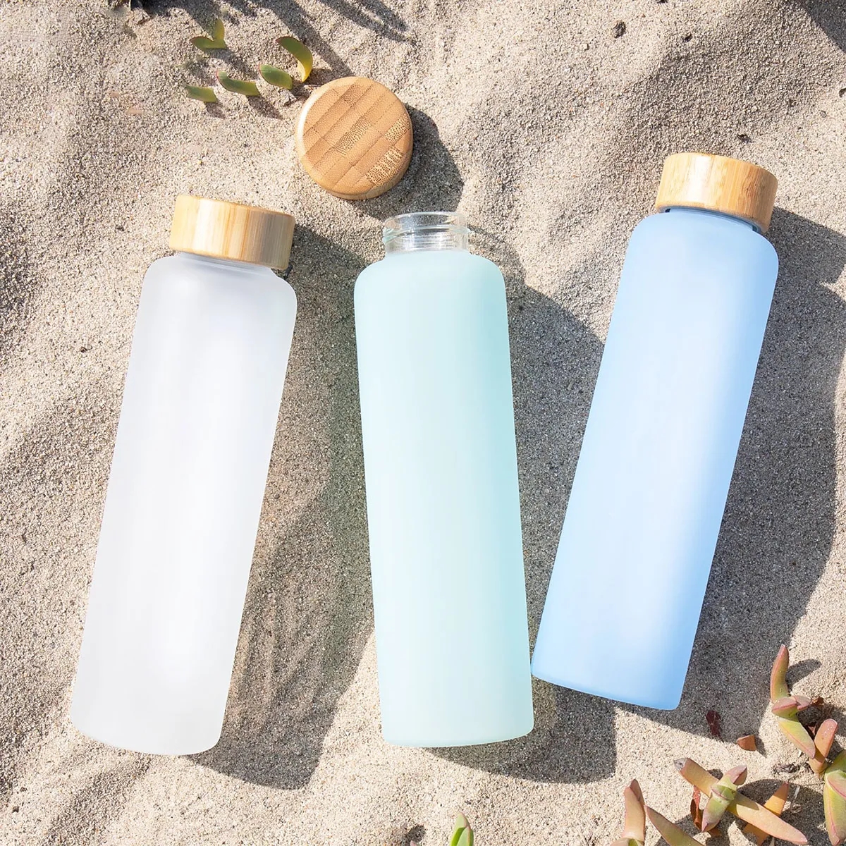 17oz Glasses Water Bottle with Bamboo Lid 6