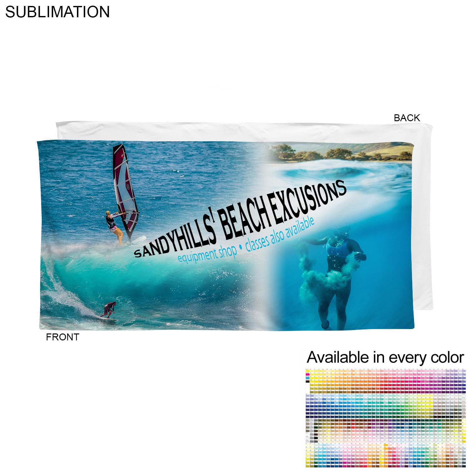 Plush and Soft Velour Terry Cotton Blend Branding Towel, 30x60, Sublimated Graphics Edge to Edge 4