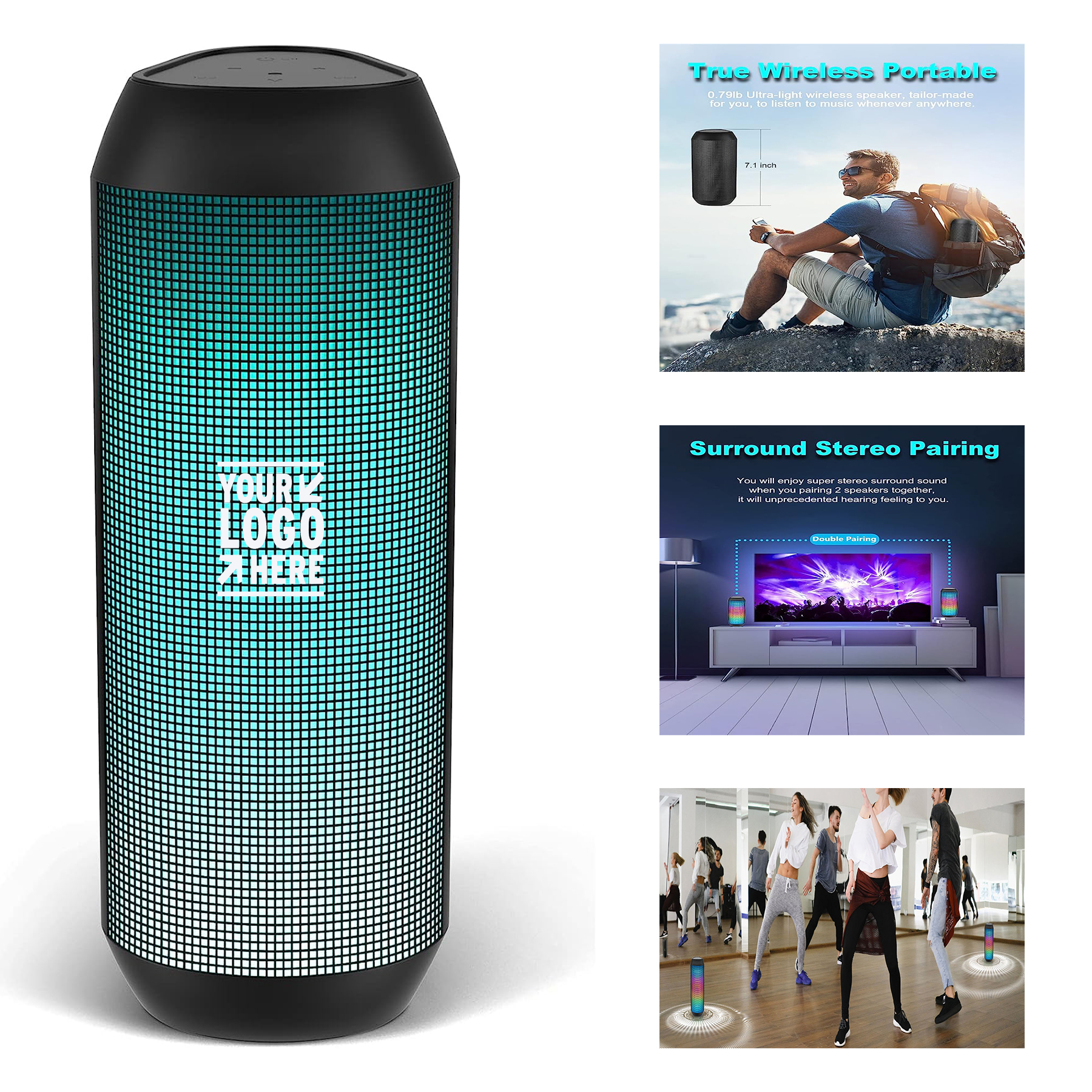 15W Stereo Sound Multi LED Light Dynamic Modes Portable Wireless IPX4 Waterproof Bluetooth Speaker 1