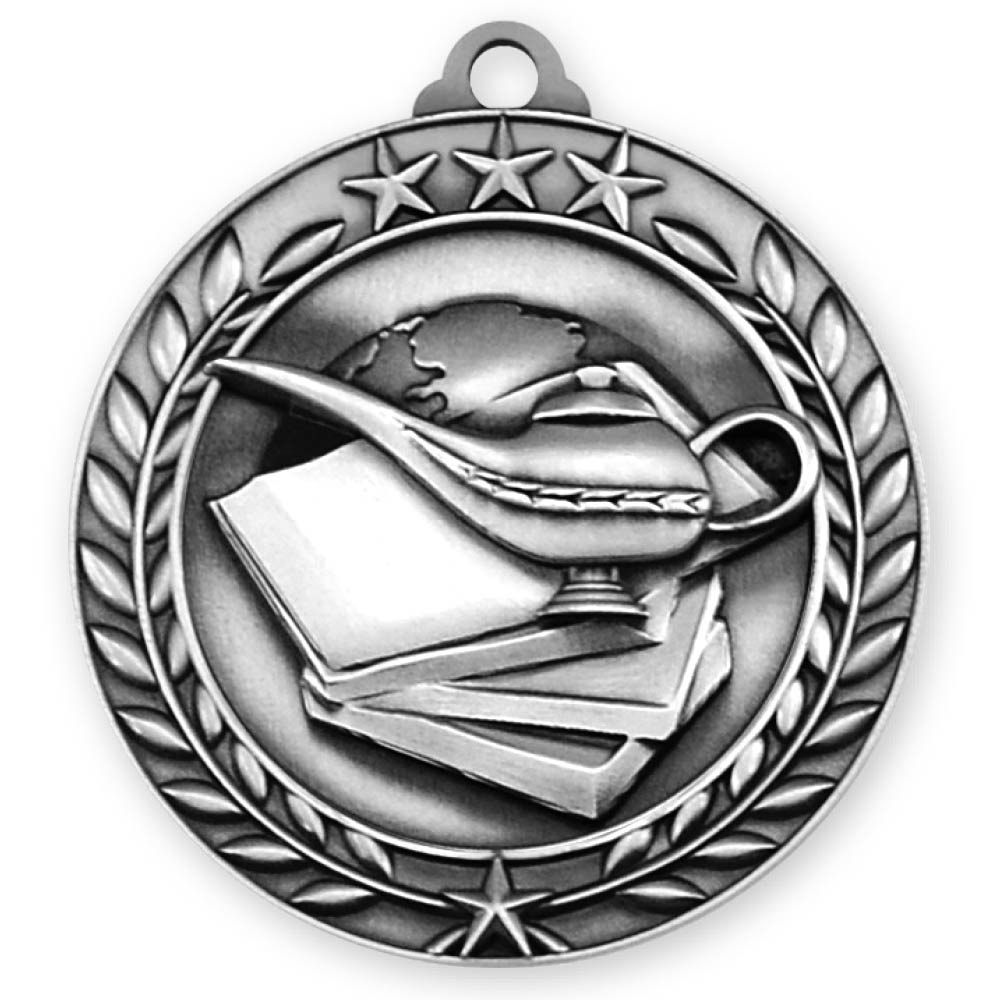 Book & Lamp Wreath Award Medallion (2-3/4") 1