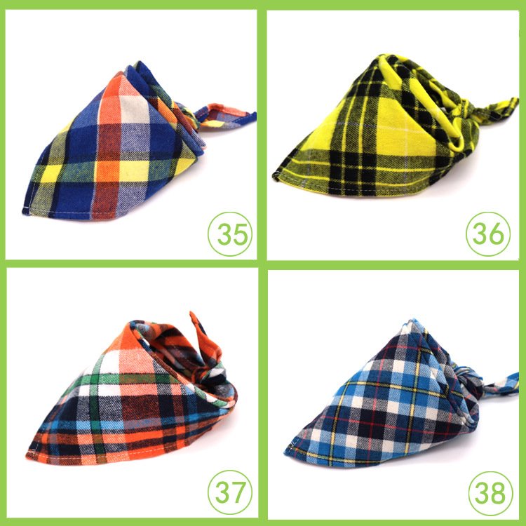 Dog Bandana Plaid Reversible Triangle Bibs Scarf 9