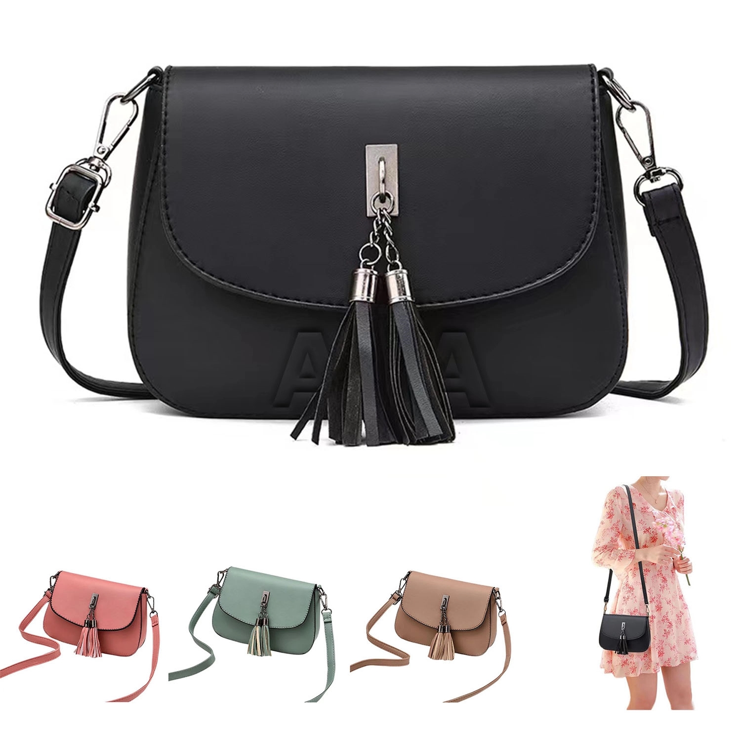 PU Leather Tassel Crossbody Bag 5