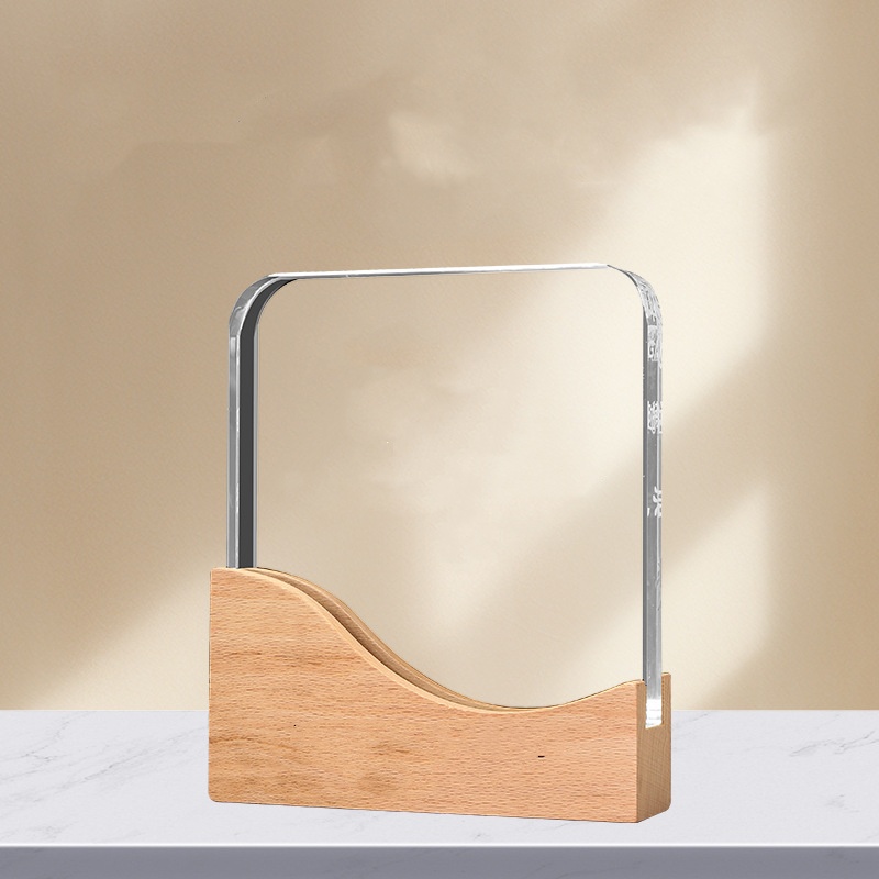 Wooden Base Crystal  Trophy 2