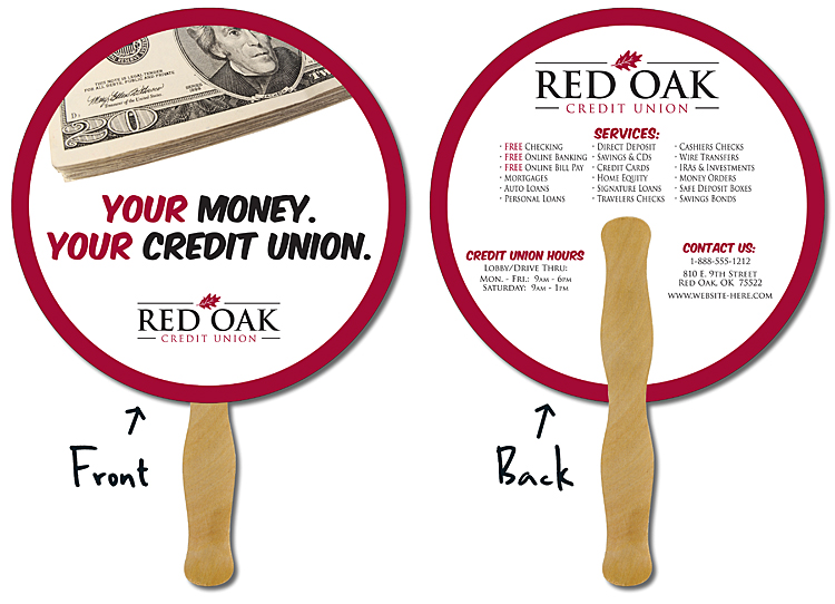 Bank Hand Fan - 8.5 Inch Diameter Circle Laminated - 14 pt. 3