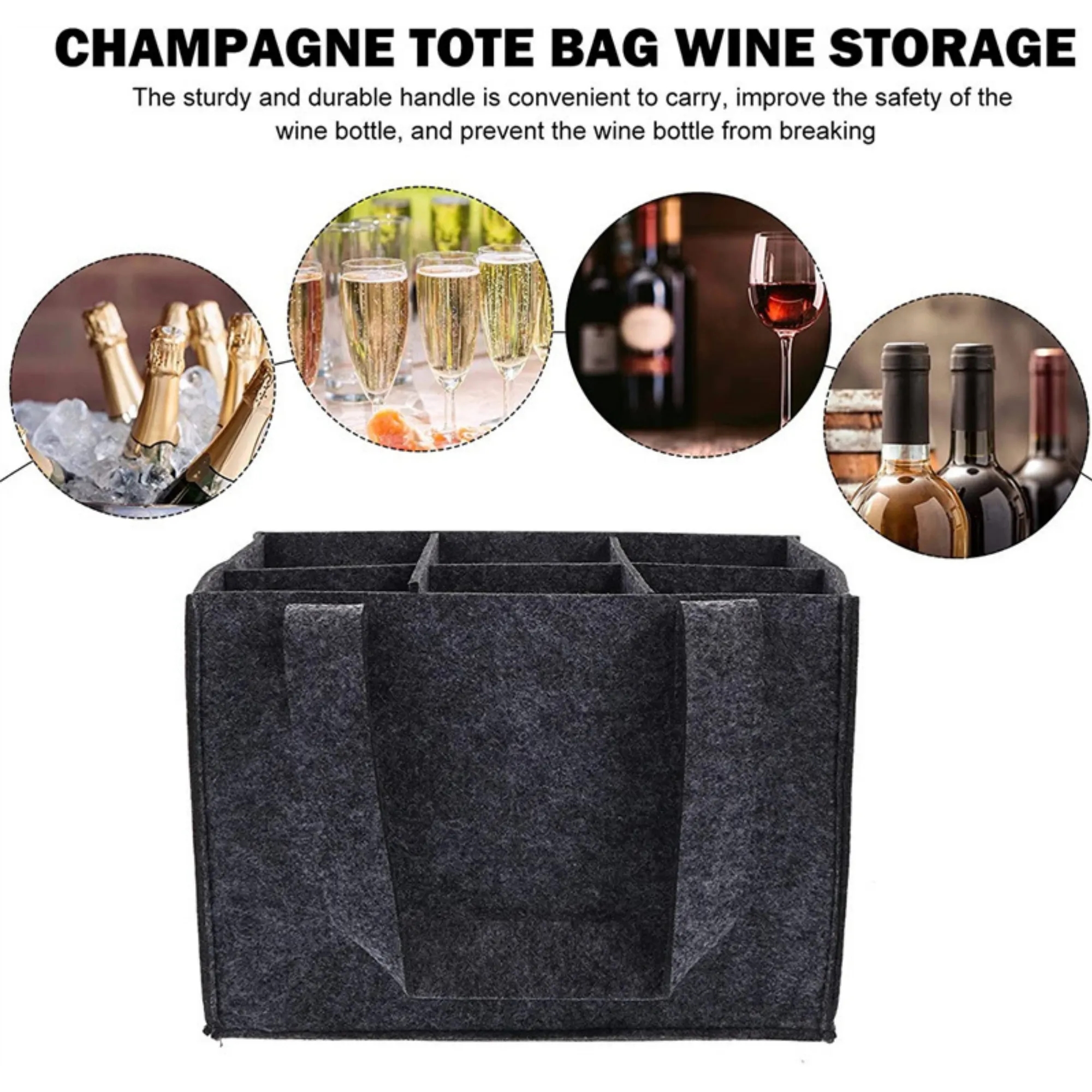 Anti-Collision Eco-Friendly Portable Divider Felt Wine Tote 2
