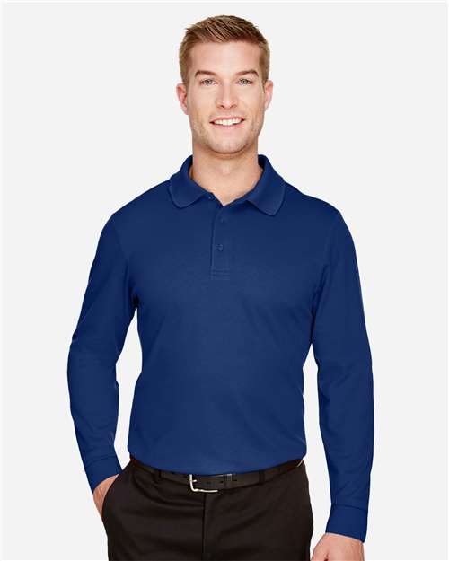 Men's Tall CrownLux Performance® Plaited Long Sleeve Polo - DG20LT 29
