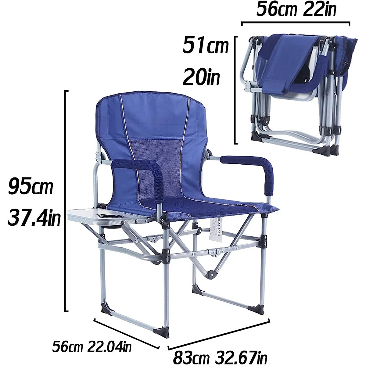 Heavy Duty Folding Camping Outdoor Chair with Side Table 1