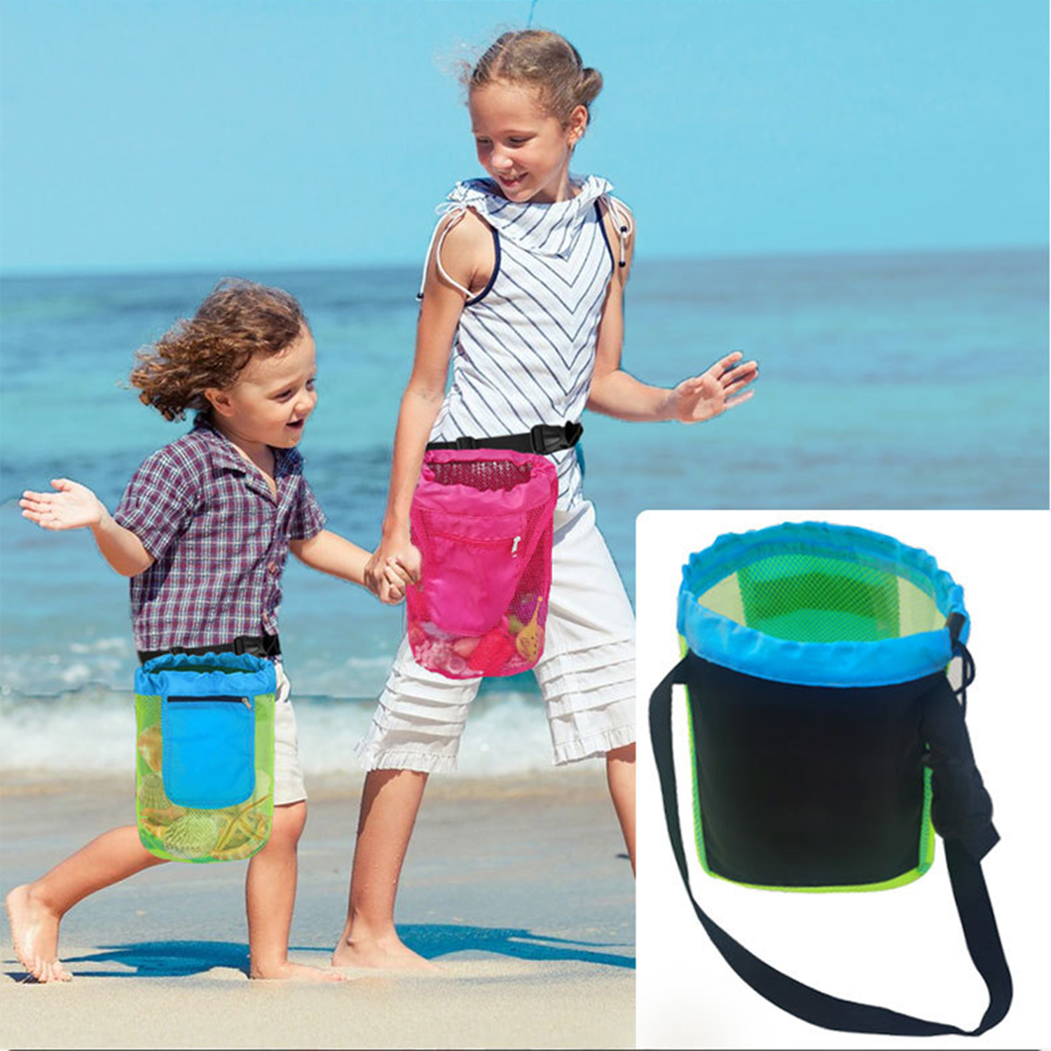 Outdoor Portable Seaside Shell Collection Mesh Bag 5