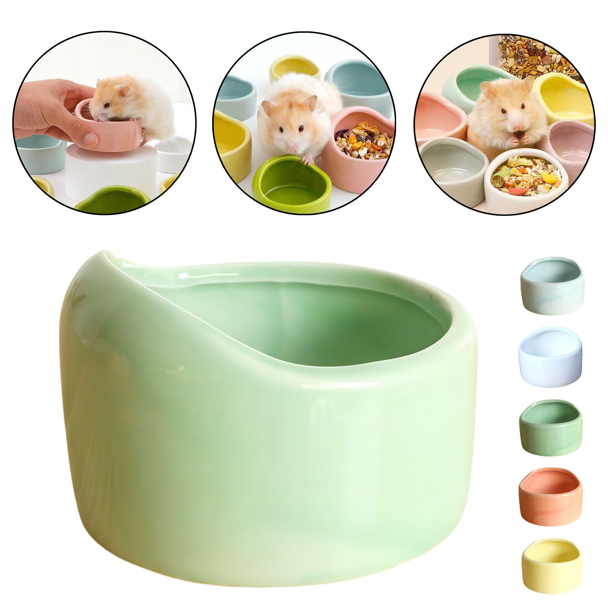 Simple Ceramic Small Pet Hamster Food Bowl 6
