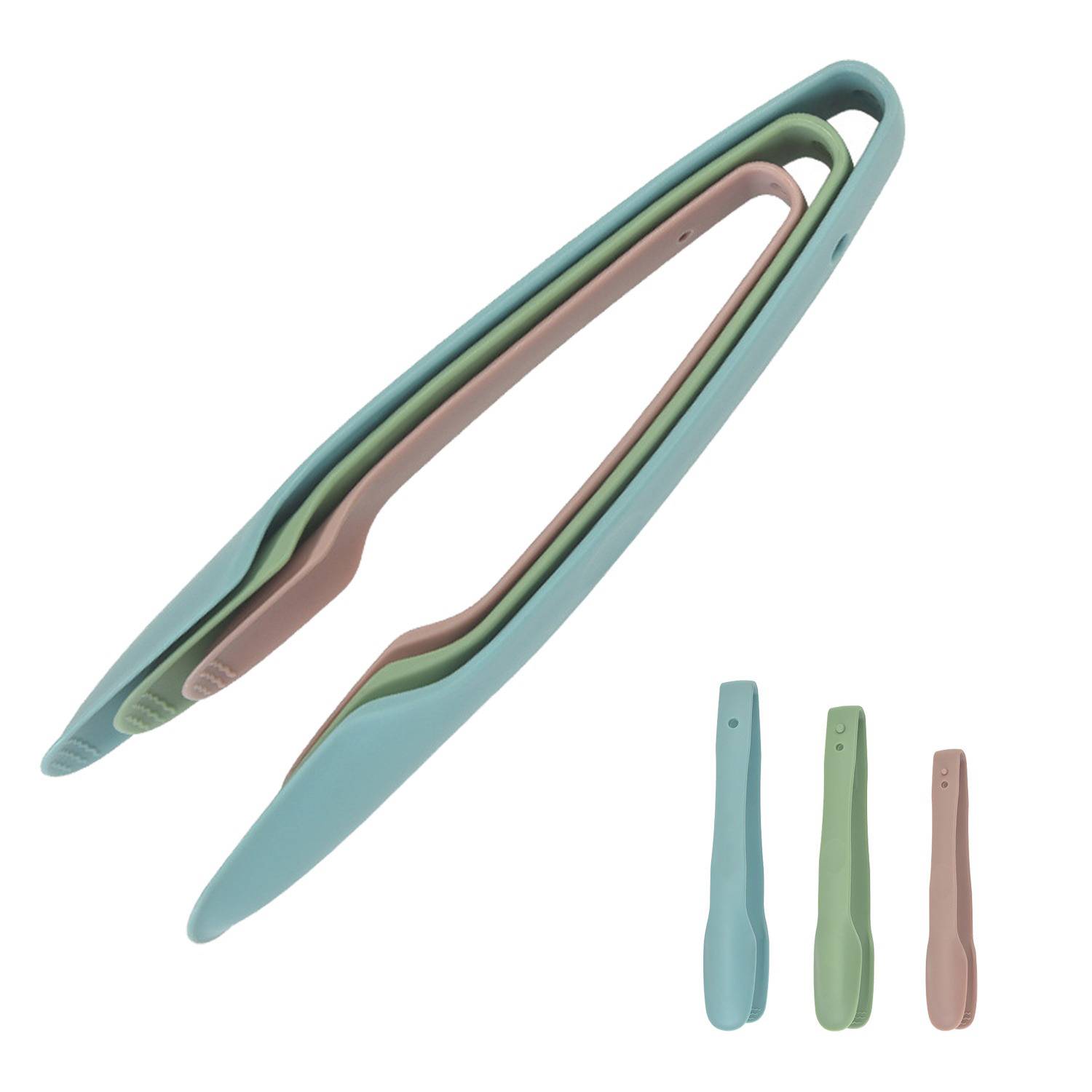 3Pcs Plastic Kitchen Tongs Set 8