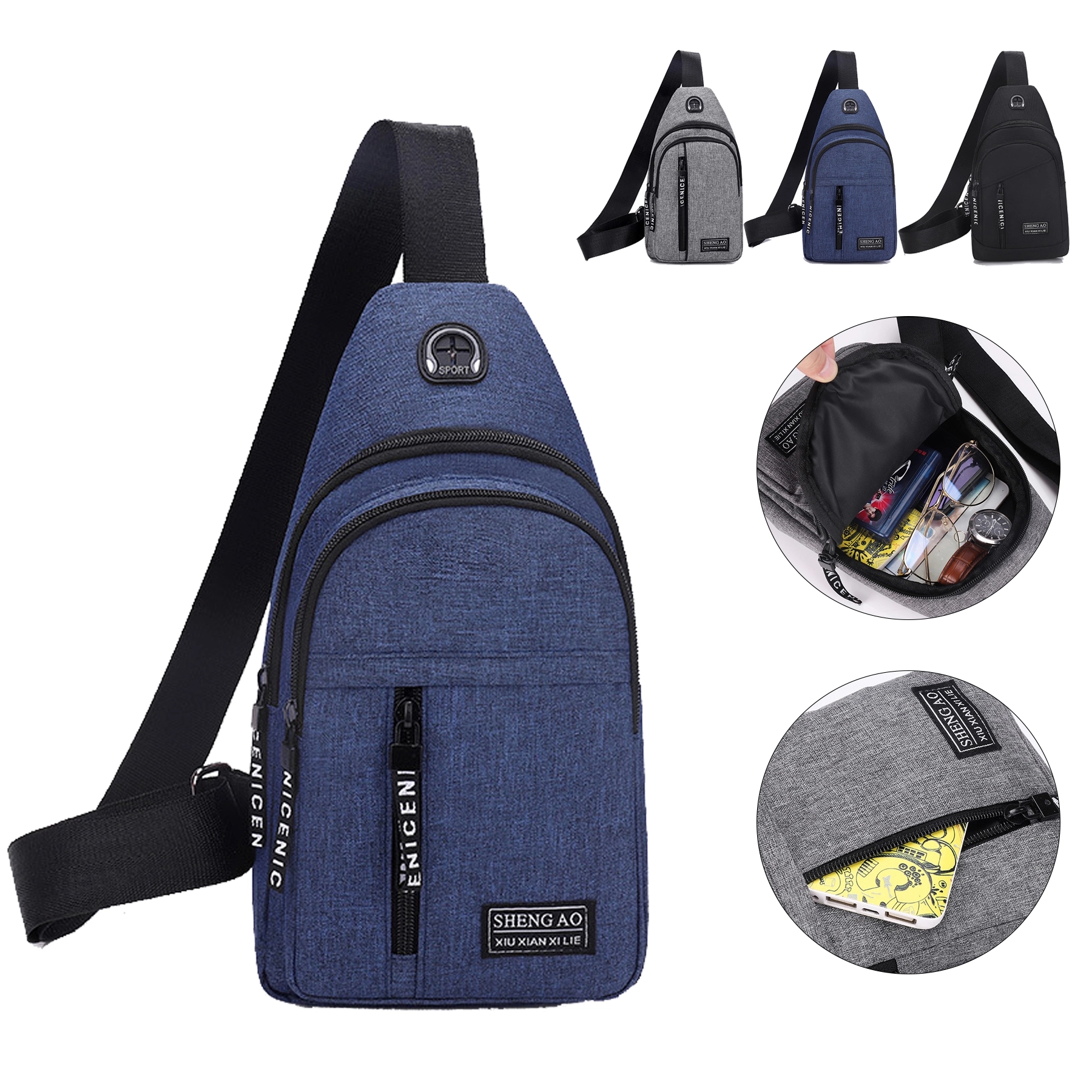Oxford Shoulder Bag w/ USB Charging Port 2