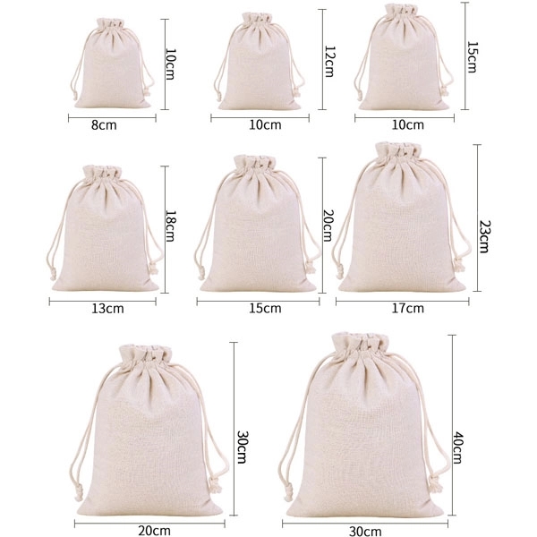 Natural 100% cotton Drawstring Muslin Bag Pouch 3