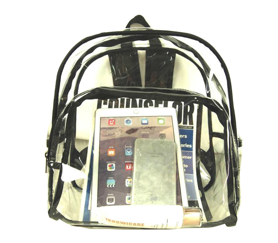Clear Bag PVC Transparent Backpack with Soft Front Pocket 4