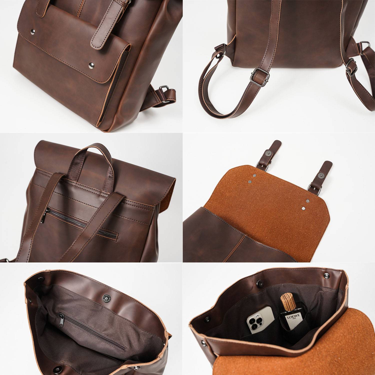 PU Leather Crossbody Backpack Shoulder Bag 6