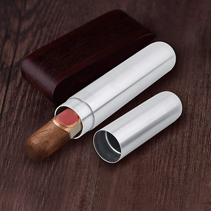 Single Tube Thickened Stainless Steel Cigar Holder Humidor 9