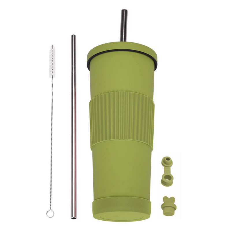 Straw Insulated Tumbler Stainless Steel with Lid 15