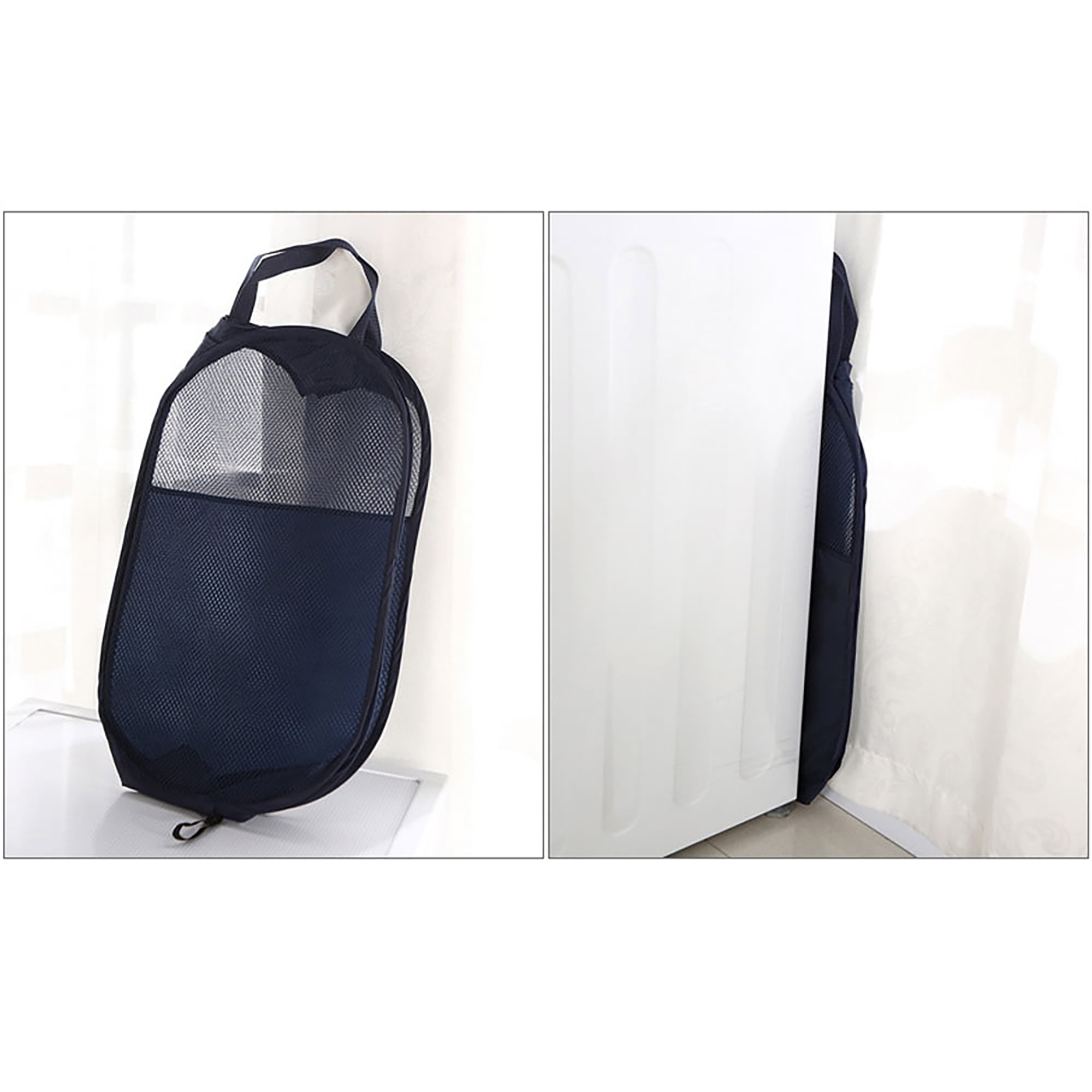 Foldable Polyester Mesh Laundry Basket with Steel Frame 2