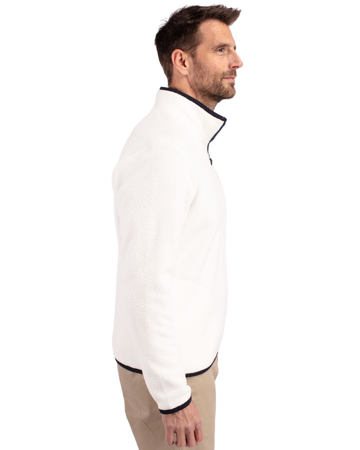 Cutter & Buck Cascade Epic Comfort Recycled Sherpa Fleece Mens Quarter Zip Jacket 23