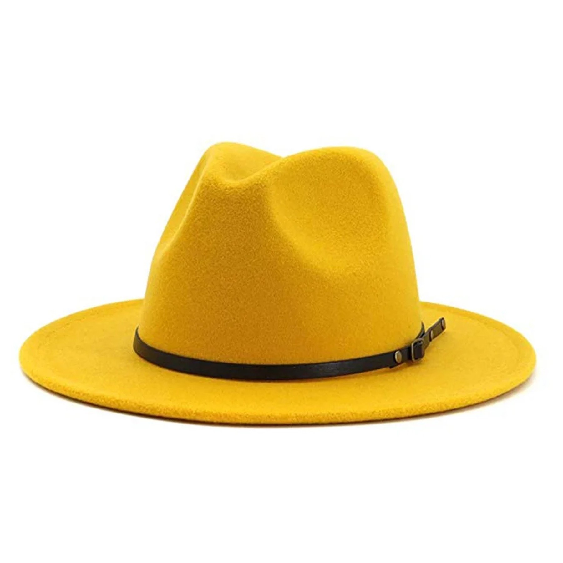 Classic Wide Brim Fedora with Belt Buckle 3