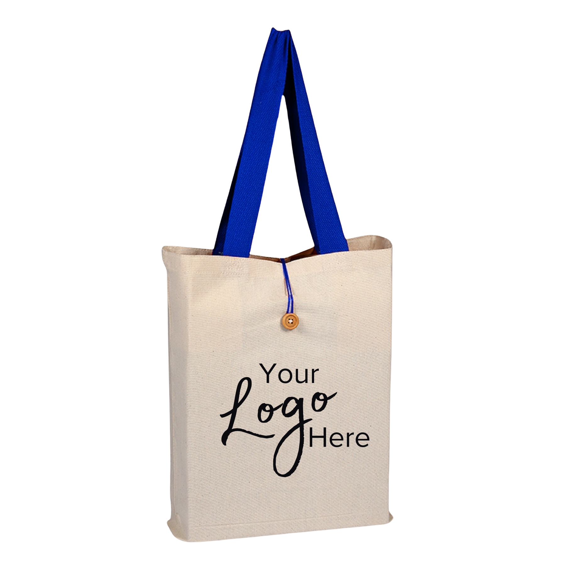 Button-Up Tote 15"W x 16"H x 3" Gusset Bag with Color Handles 9