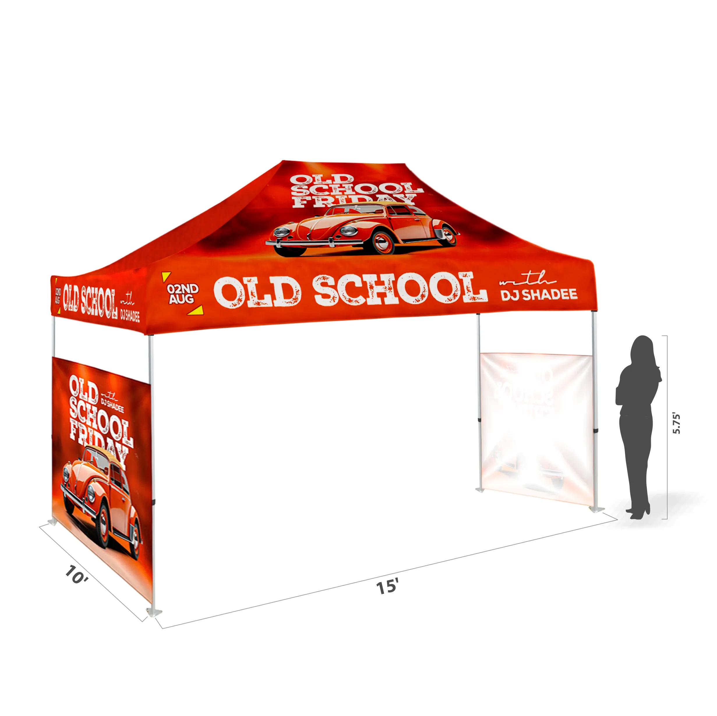 10'x15' Tent Canopy w frame, 2 side half wall 1