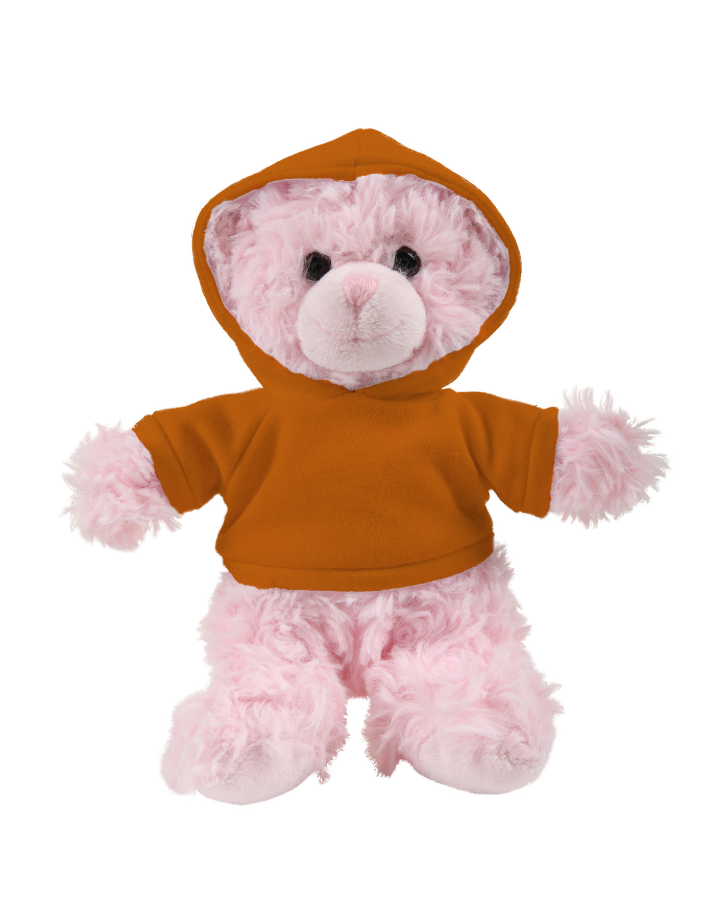 soft plush  Pink Curly Sitting Bear with hoodie 16