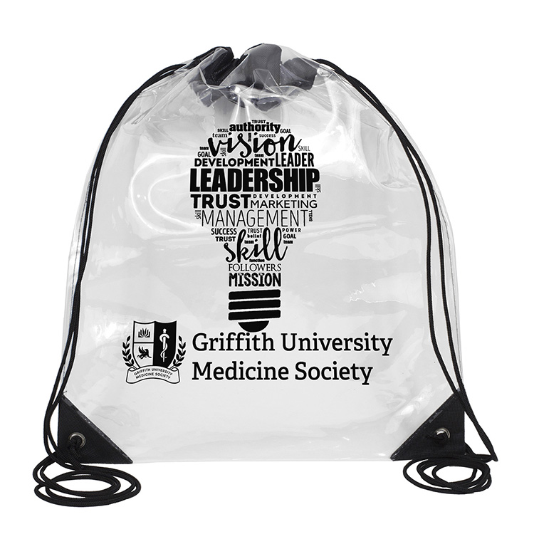 13" W x 16" H - "Everest" Tall Clear Drawstring Cinch Pack Backpack 55