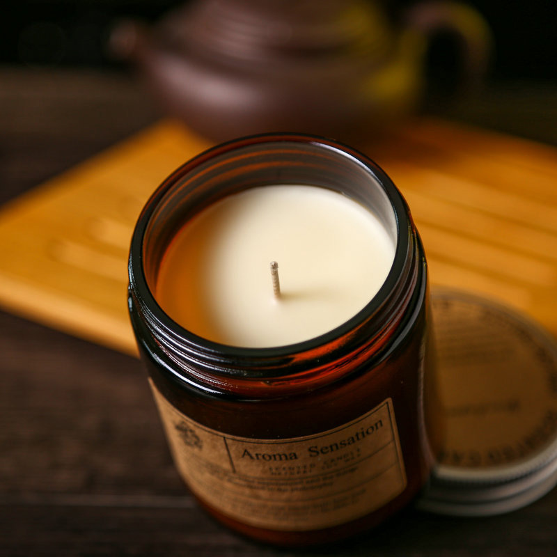 Brown scented candle, promotional household item with logo imprint 2