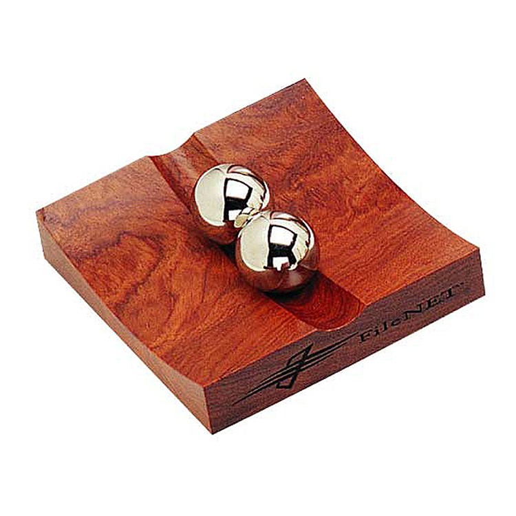 Rosewood Business Card Holder w/2 Chrome Balls