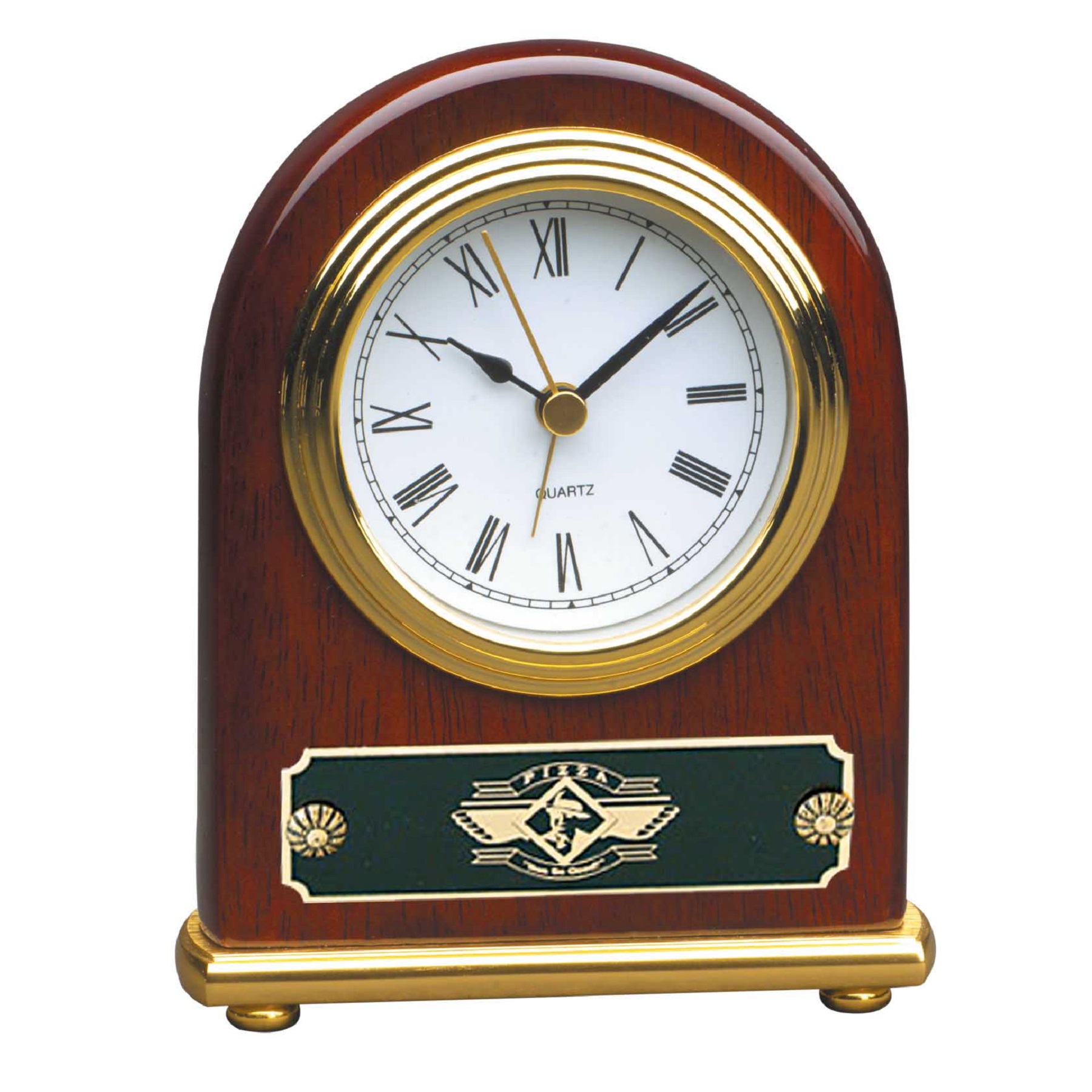 Rosewood Piano Finish Arch Desk Clock 2