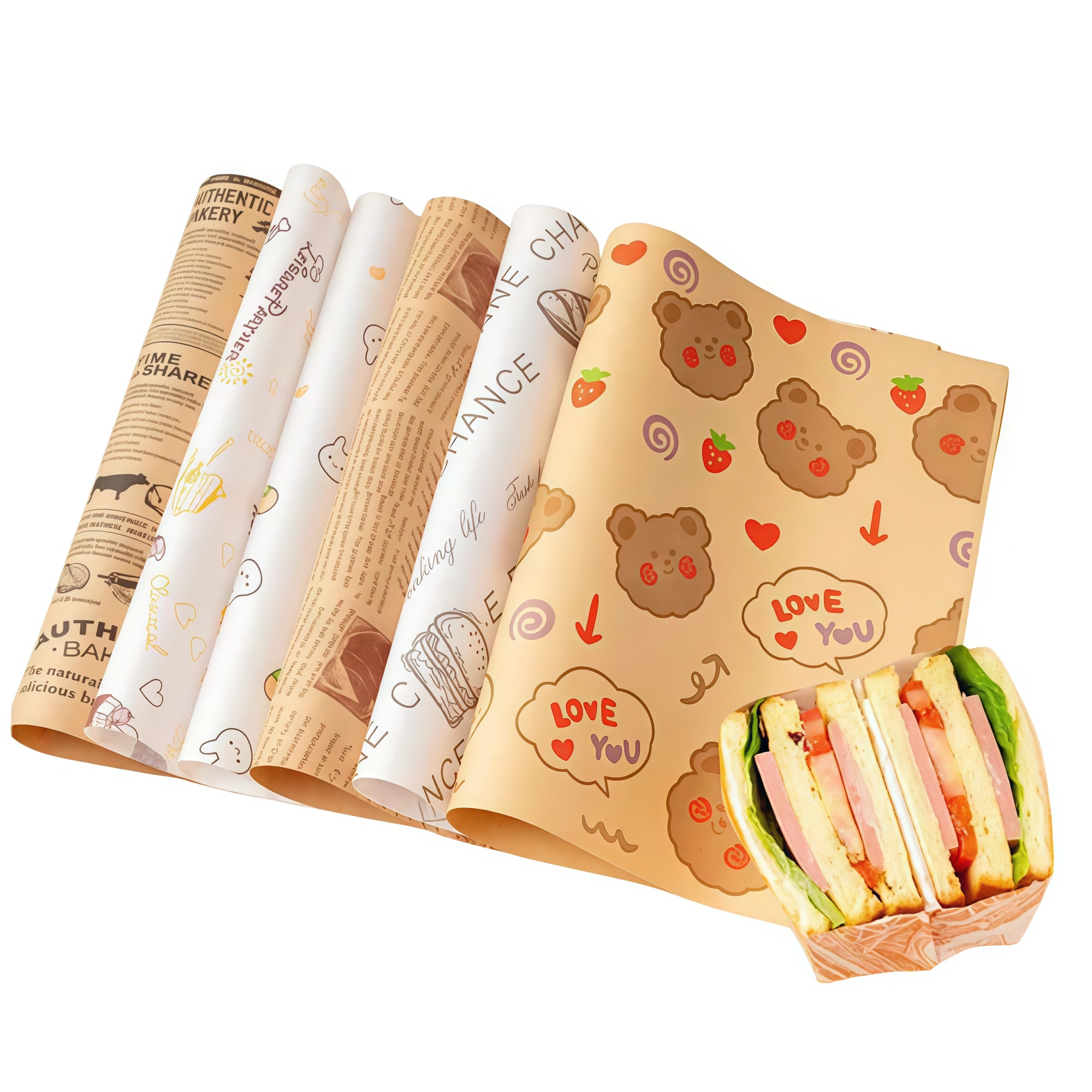 Customed Food Baking Sandwich Wrapping Paper 1