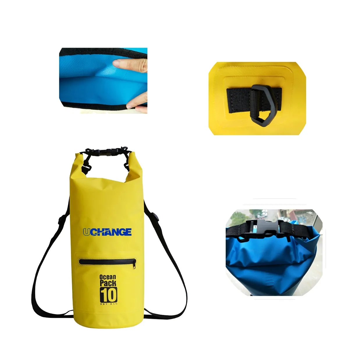 Roll Top Dry Bag Backpack 10L With Zipper Pocket 6