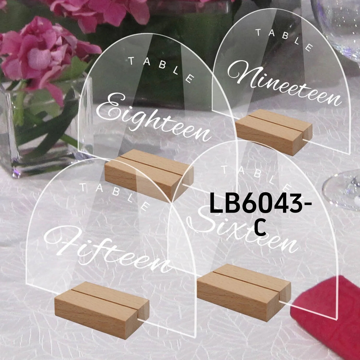Acrylic Wooden Sign Holders Photo Card Display for Wedding 5