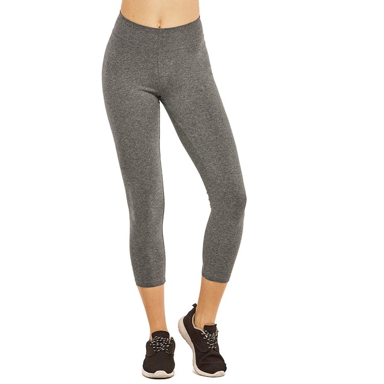 Women's Cotton Capri Leggings - Large Heather Charcoal 2