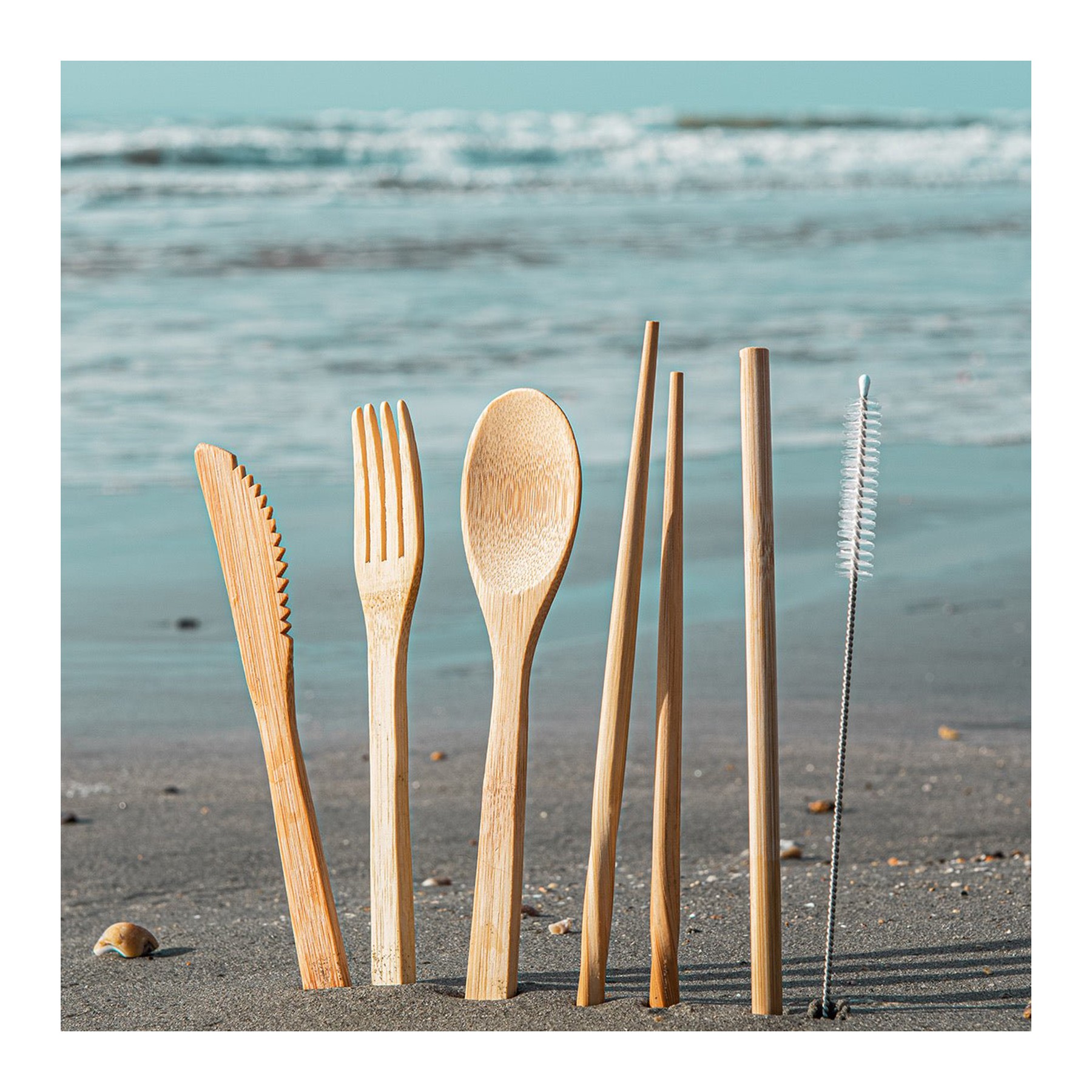 6 In 1 Reusable Travel Cutlery Set & Pouch 2