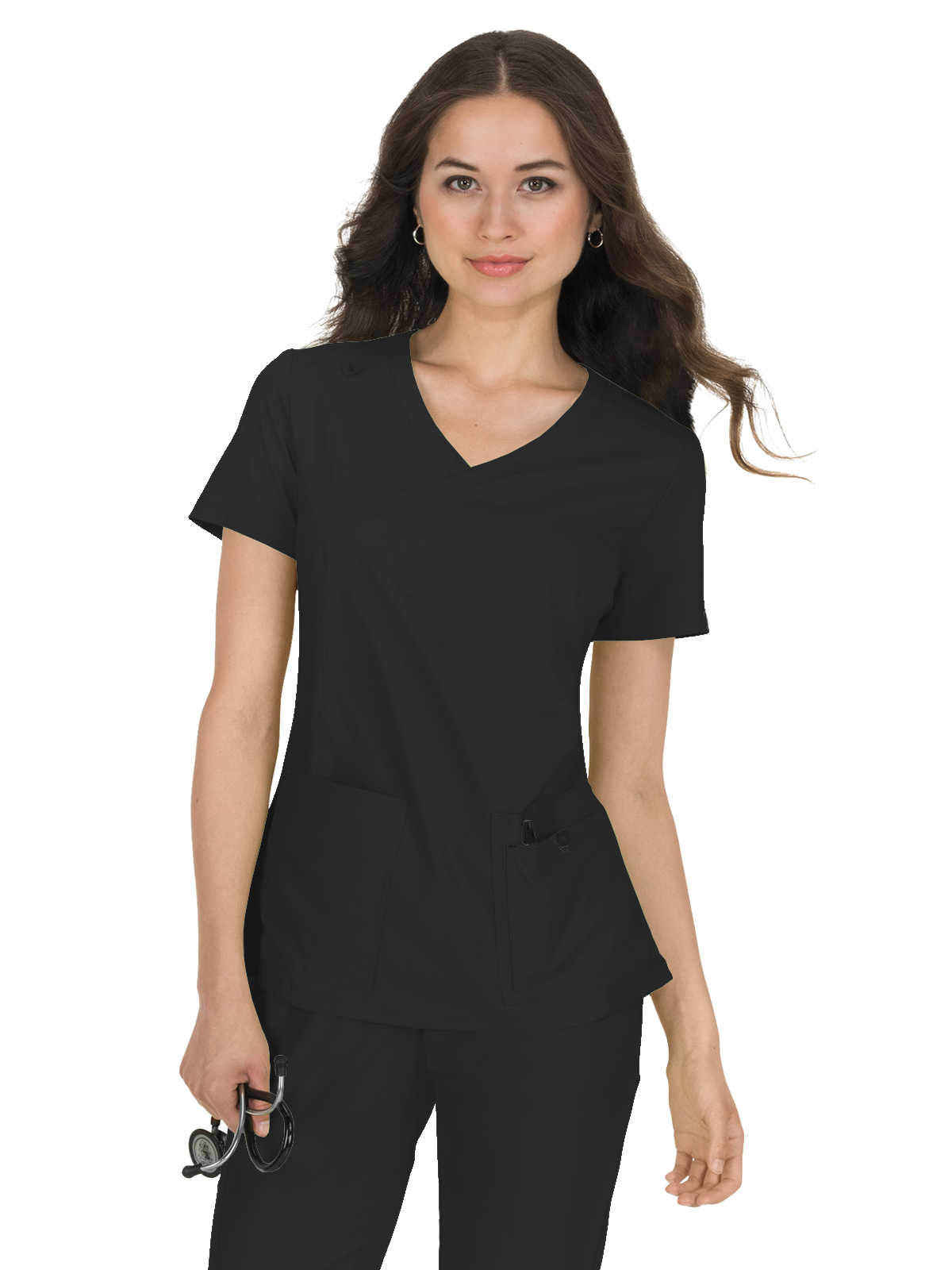 koi - Basics - Women's Four-Pocket Mock-Wrap Neck Katie Top 31