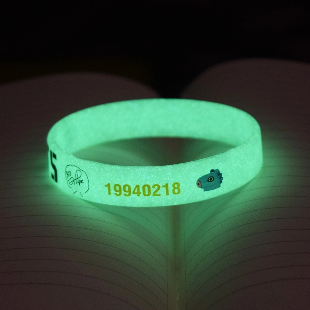 1/2" Glowing printing silicone bracelet wristbands 6