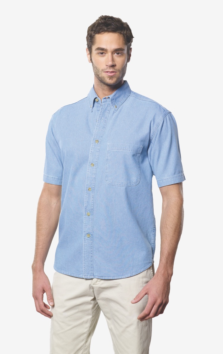 Men's Short Sleeve Cotton Denim Shirt 2