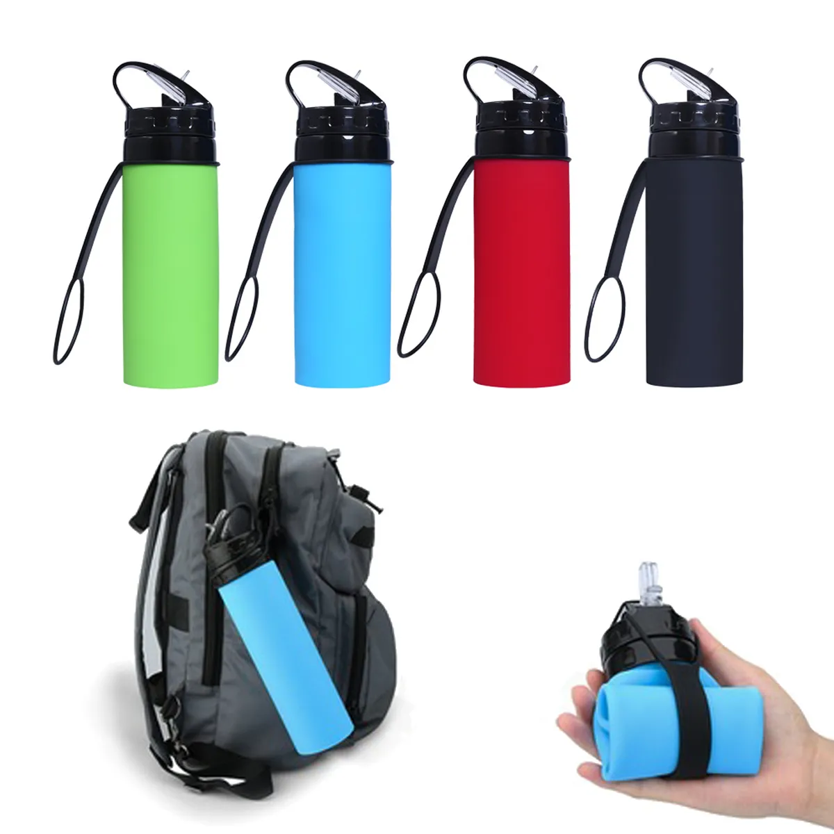 20OZ.Travel Silicone BPA Free Reusable Collapse Water Bottle 2