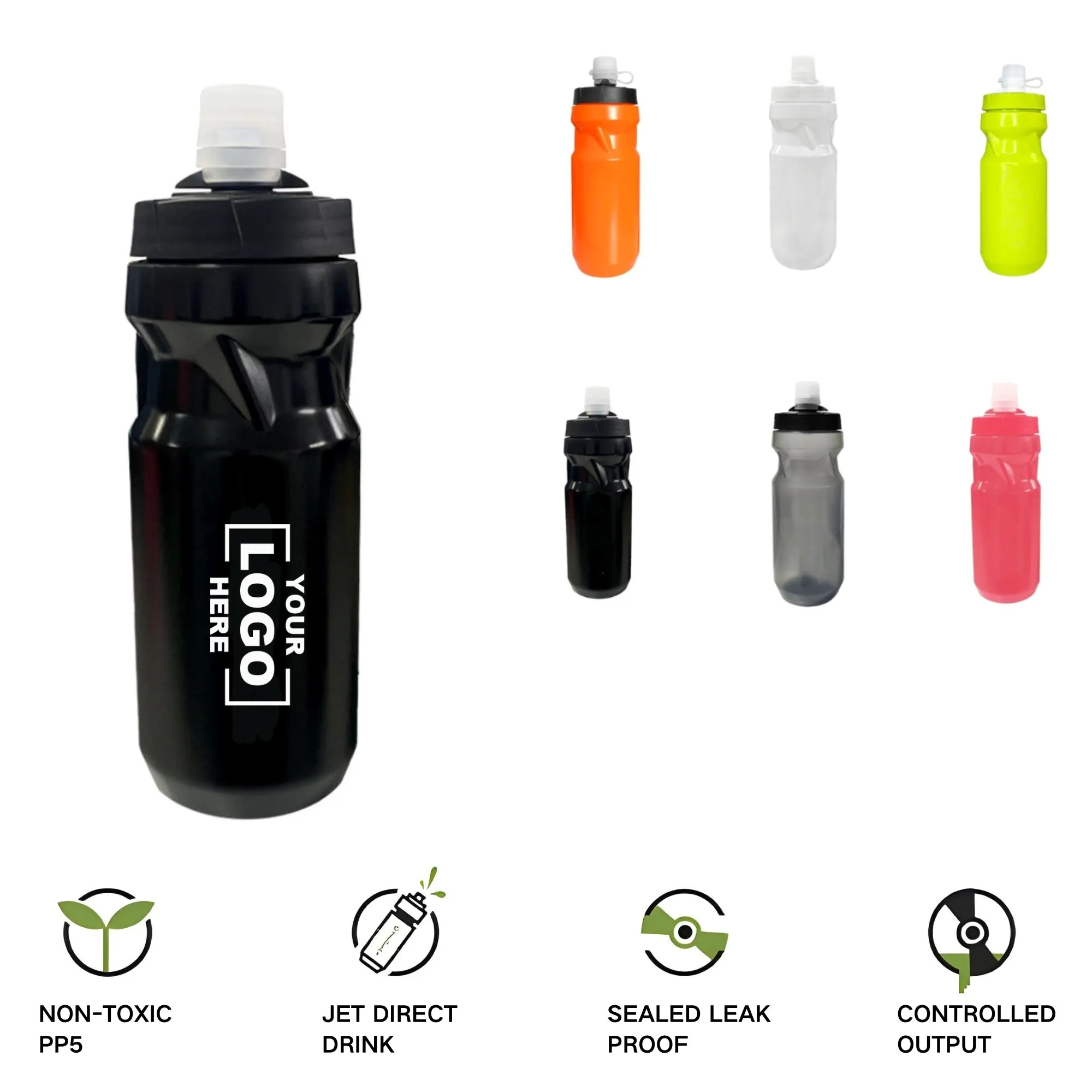 21oz Outdoor Sports Squeeze Flow Control Water Bottle