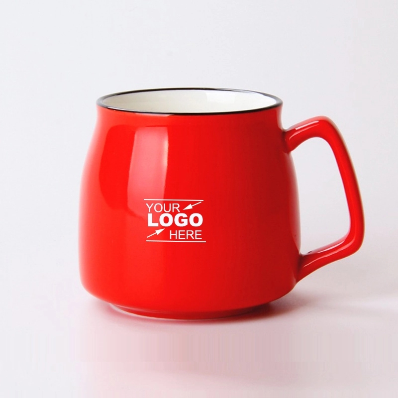 13.5oz Glossy Potbelly Ceramic Coffee Mugs 4