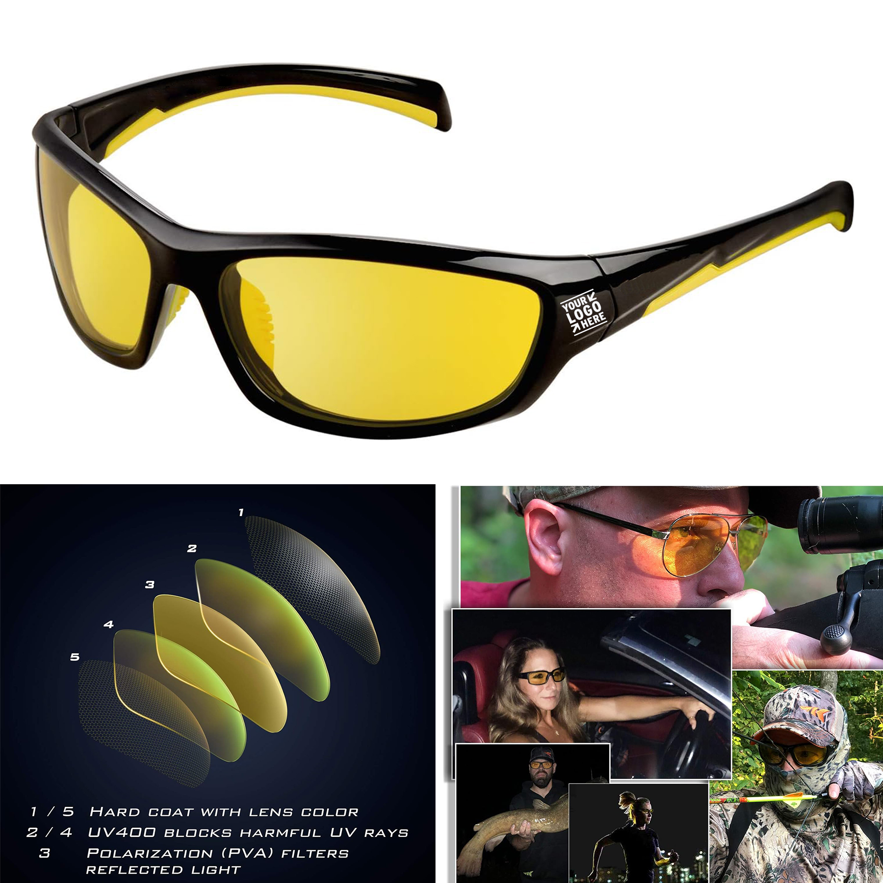 Men Women Reduce Glare Enhance Polarized Night Vision Glasses Driving Eyewear 2