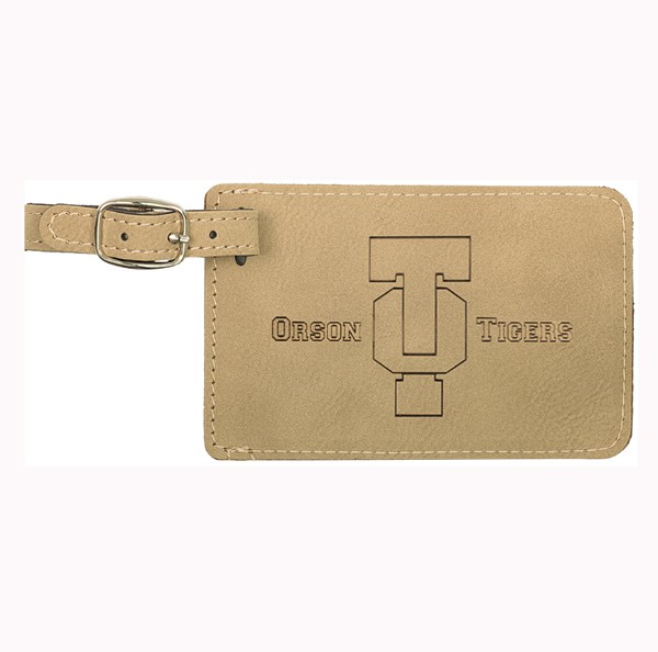 Leatherette Luggage Tag - Dark Brown Screen Imprinted 3